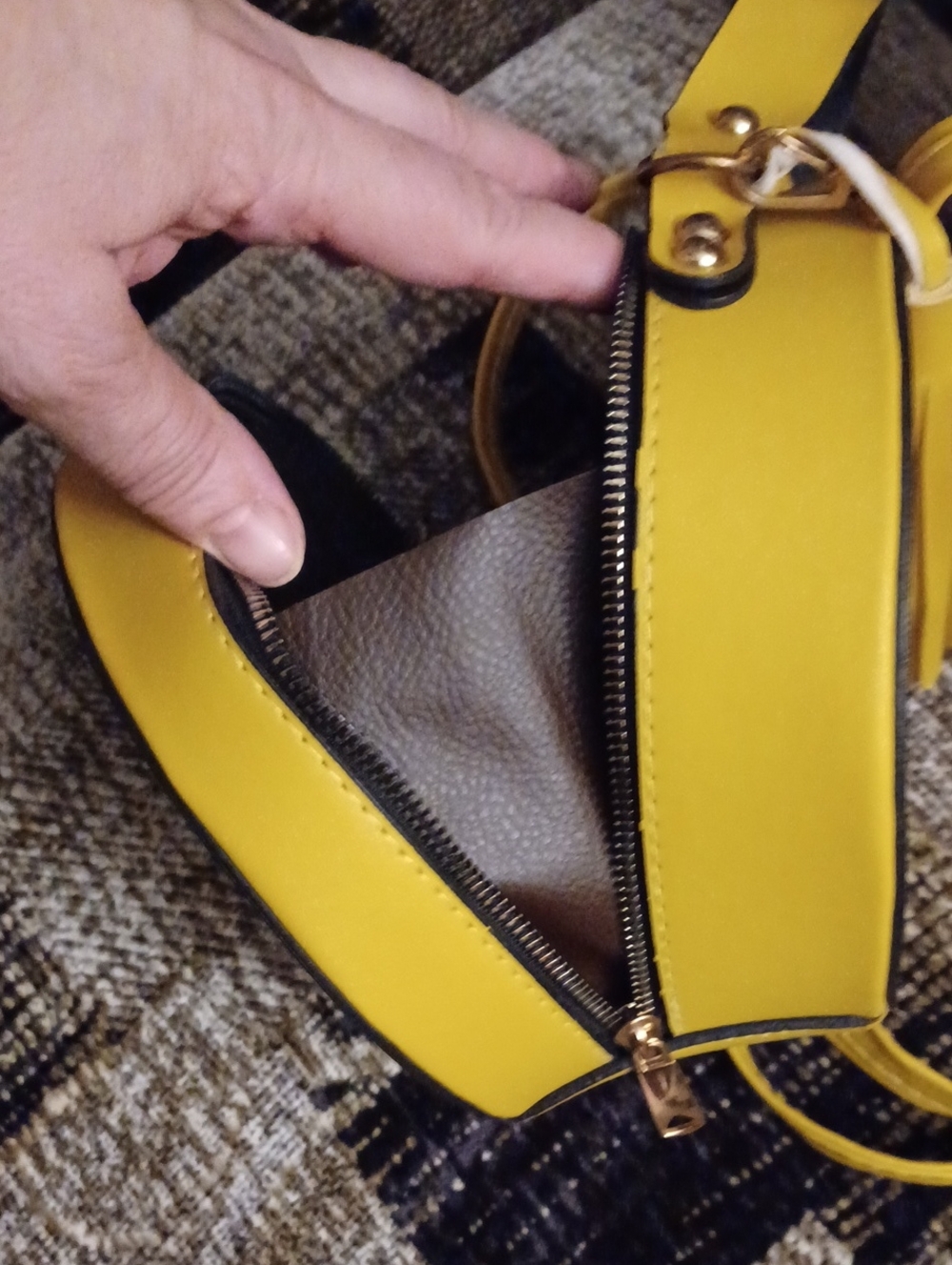 4/$60 Yellow Round Crossbody Bag with Tassel - Picture 5 of 6